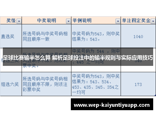 足球比赛输半怎么算 解析足球投注中的输半规则与实际应用技巧